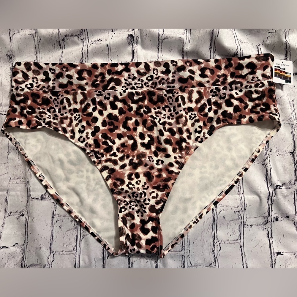 Women’s Time and Tru Leopard print bikini bottom size 3X (24w-26w) NEW